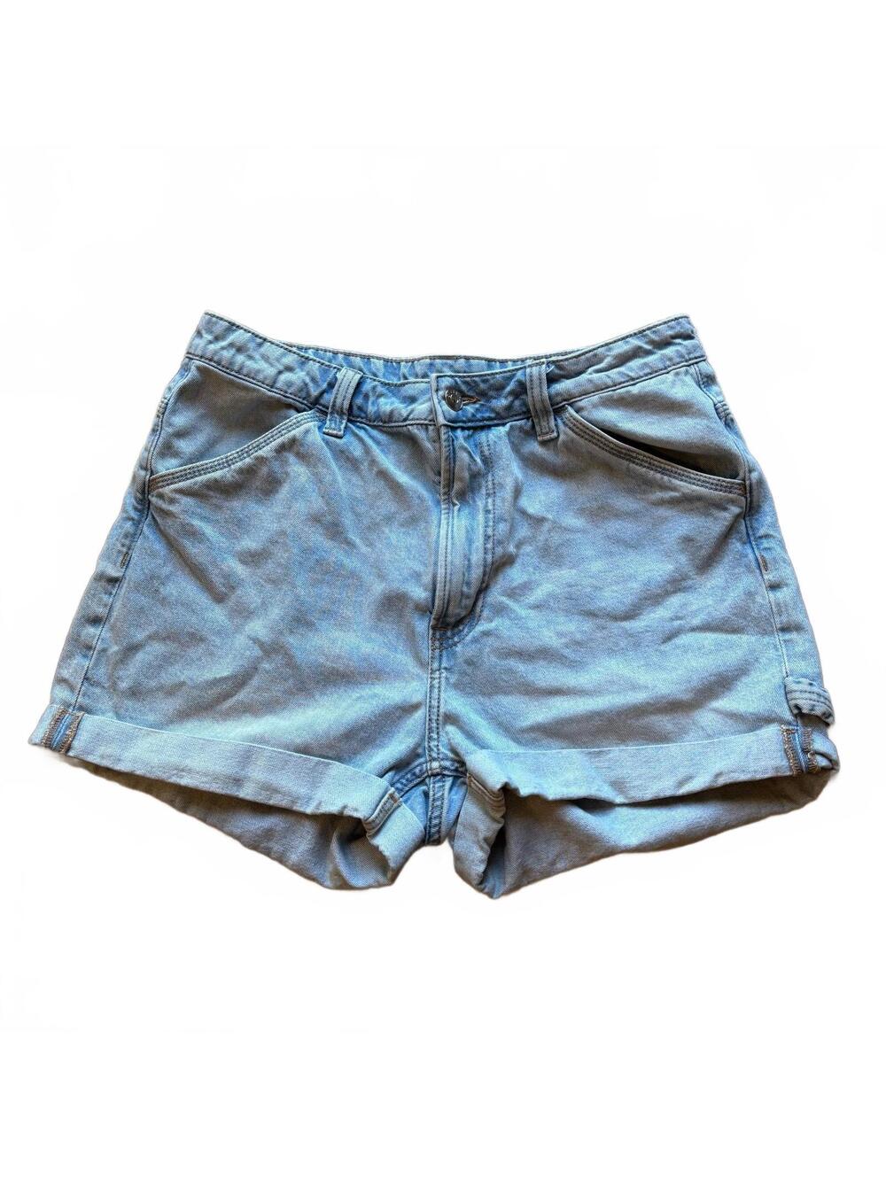 H & M light wash cuffed denim carpenter shorts Size 10